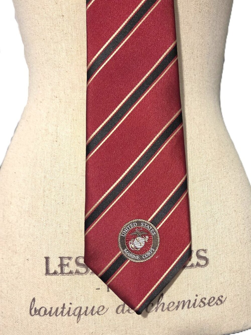 Men's Neck MARINES Eagles Wings 60" Striped Red Black Tie USA Office Work Dress